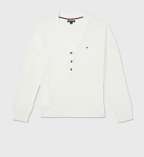 TH  POINTELLE HENLEY SWEATER Milky Way