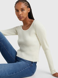 TH 25%  MONOGRAM RIBBED SWEATER Ecru