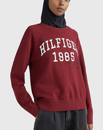 TH TH MONOGRAM HILFIGER LOGO SWEATER Rouge