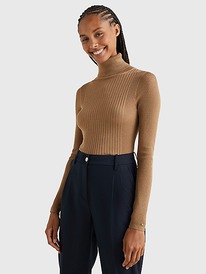 TH 10%  SLIM FIT TURTLENECK SWEATER Countryside Khaki