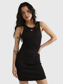 TH TOMMY COLLECTION RIBBED SLEEVELESS DRESS Black