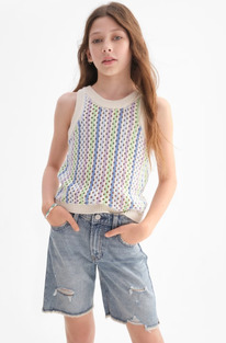 GAP Kids High Rise 90s Loose Bermuda Shorts with Washwell Medium Wash