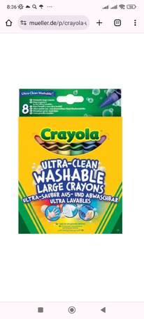 mueller Crayola - Ultra-Clean abwaschbare Wachsmalstifte, 8-er Pack
