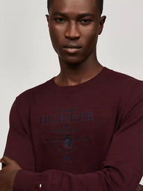 TomH Embroidered Crest Logo Sweater Dark Cabernet