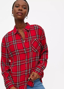 Tuclothing Red Traditional Check Relaxed Shirt