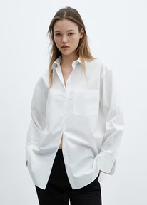 Mangooutlet Camisa oversize bolsillo Blanco