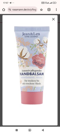 rossmann Jean&Len Handbalsam Baumwolle & Sheabutter Reisegre