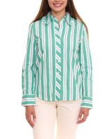 outlet46 AjC Damen Bluse gestreiftes Langarm-Shirt Baumwolle mit kleinen Rü
