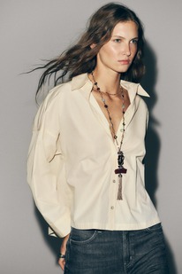 zara CAMISA POPELN BOTONES AMARILLO CLARO