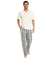 outlet46 karierter Herren Pyjama Schlaf-Anzug aus Bio-Baumwolle Pyjama-Set 96189