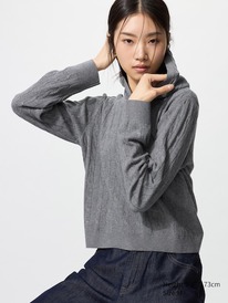 uniqlo Strickhoodie (maschinenwaschbar, Zopfstrick)