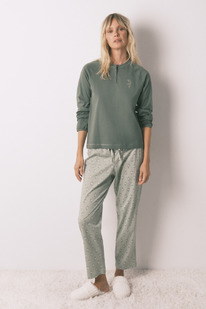 womensecret Langer Pyjama mit geblümter Hose