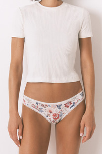 womensecret Klassisch elfenbeinfarbener Mikrofaser Hipster mit Aufdruck