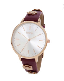 christmann Heine Armbanduhr, bordeaux-rosgoldfarben