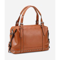 christmann Heine Handtasche m. Schnallen und Nieten, cognac