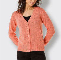 christmann  Création L Premium Merino-Kaschmir-Strickjacke, koralle-meliert