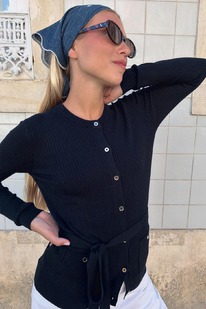 zara RIPSTRICKJACKE MIT GRTEL