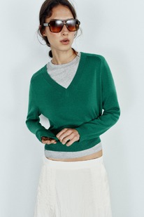 zara WOLLPULLOVER MIT V-AUSSCHNITT
